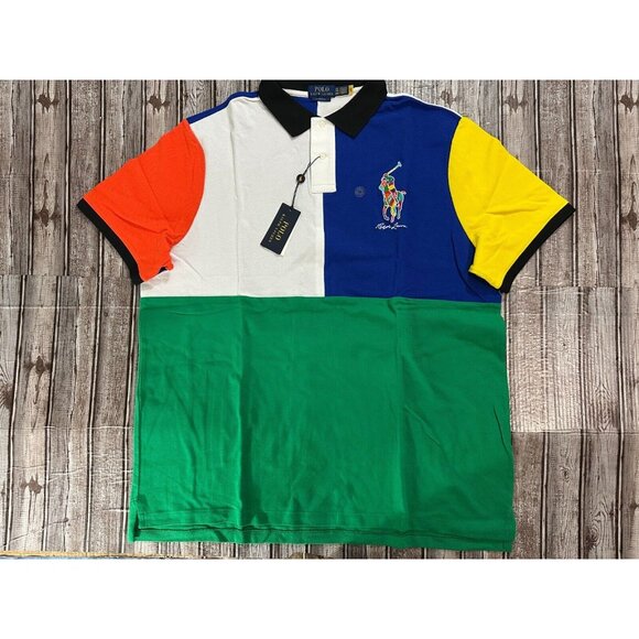 Polo Ralph Lauren multiclor big embr pony polo shirt sz 2XL colorblockNWT $138